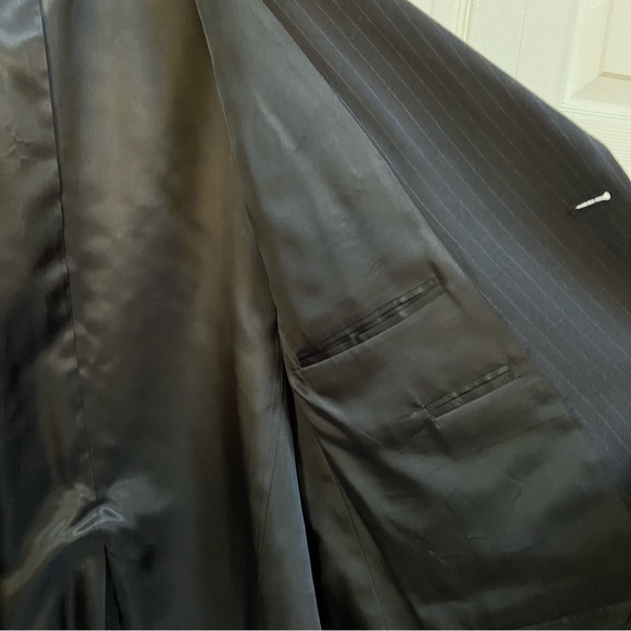 NWT Stafford 100% Wool Mens Black Pinstripe Suit Size 50R - Picture 8 of 14